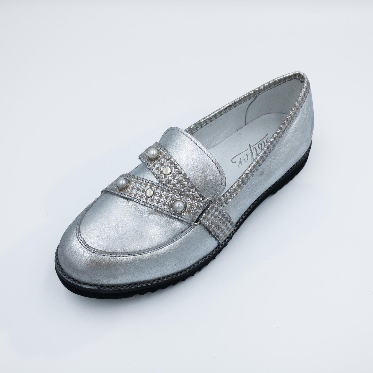 Лоферы для девочки Bistfor кожа р. 36 Серебристый (87338/344/613) - фото 3 Лоферы для девочки Bistfor кожа р. 36 Серебристый (87338/344/613) - фото 3