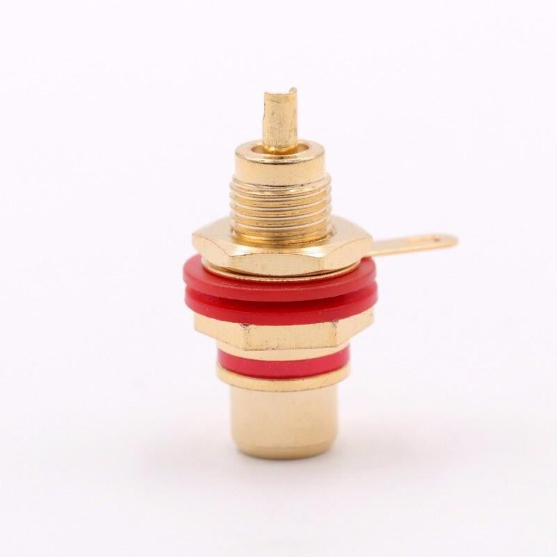 Коннектор-аудиоадаптер SUNROZ под пайку с разъемом RCA Female гнездо Red/Gold (A48616)