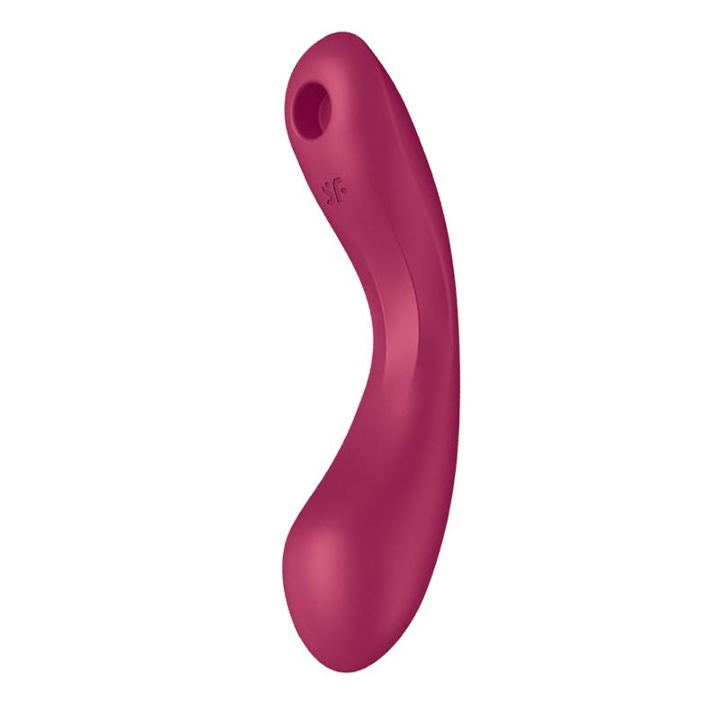 Вибратор двухсторонний с вакуумом Satisfyer Curvy Trinity 1 18 см Бордовый (56360)