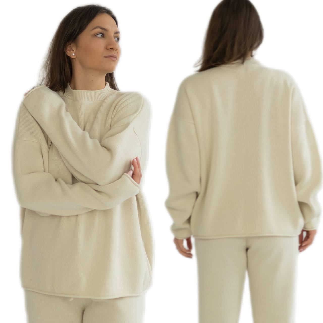 Светр жіночий в'язаний на зиму-весну WALERI one size Молочний - фото 2 Светр жіночий в'язаний на зиму-весну WALERI one size Молочний - фото 2