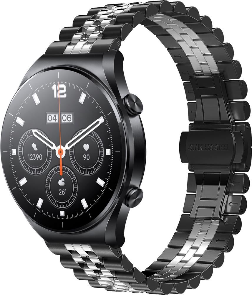 Браслет металлический Stech Line для Xiaomi Watch S1 (Acttive) Black Silver (28992-03)