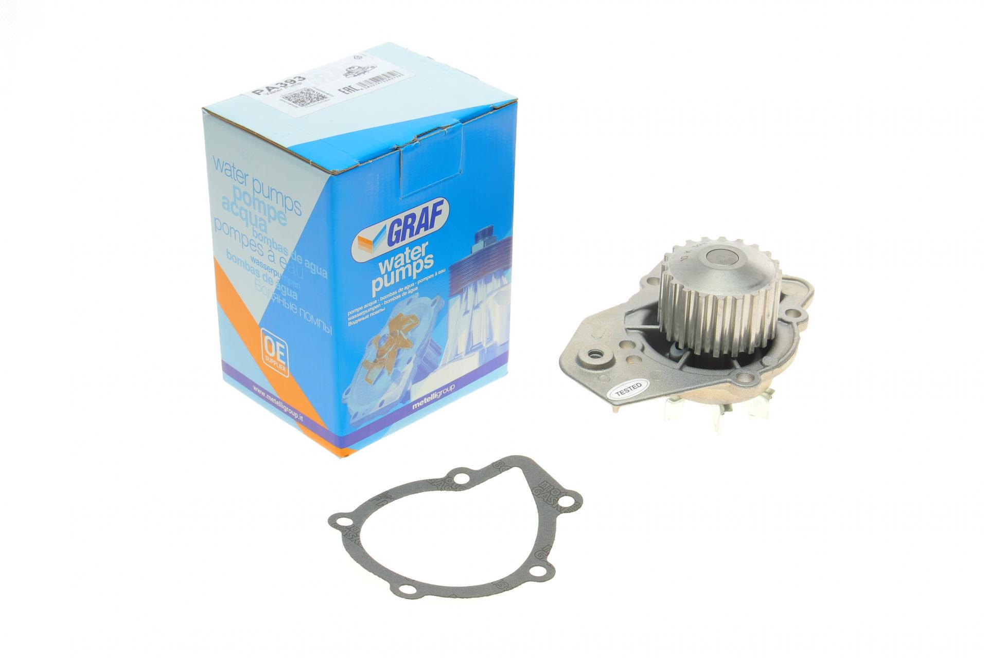 Насос воды Graf Peugeot 205/305/306/309/405 1.7D/1.8TD/XDT/1.9D/TD/SRDT/STD 86-02 20z B/B 7 лопаток PA393 (25589782)