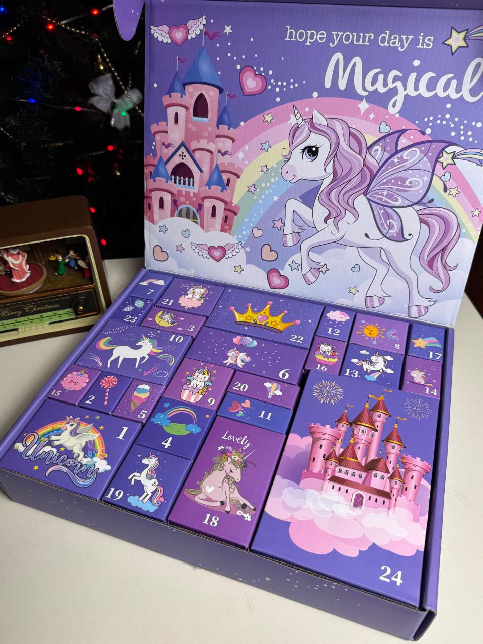 Адвент-календар для дівчинки біжутерія прикраси Magical на 24 вікна зі сюрпризами 142 елементи (29824069) - фото 7