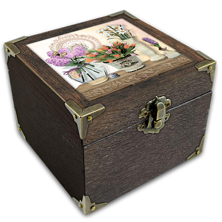 Шкатулка деревянная-эко Прованс Букет тюльпанов 10х10 см Коричневый (пршк04кп10х10)