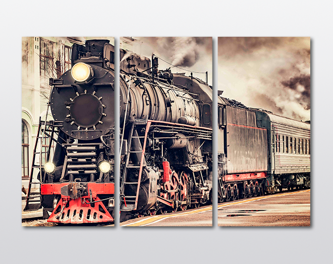 Модульная картина KIL Art Паровоз из трех частей 128x81 см (M3_L_158) Модульная картина KIL Art Паровоз из трех частей 128x81 см (M3_L_158)