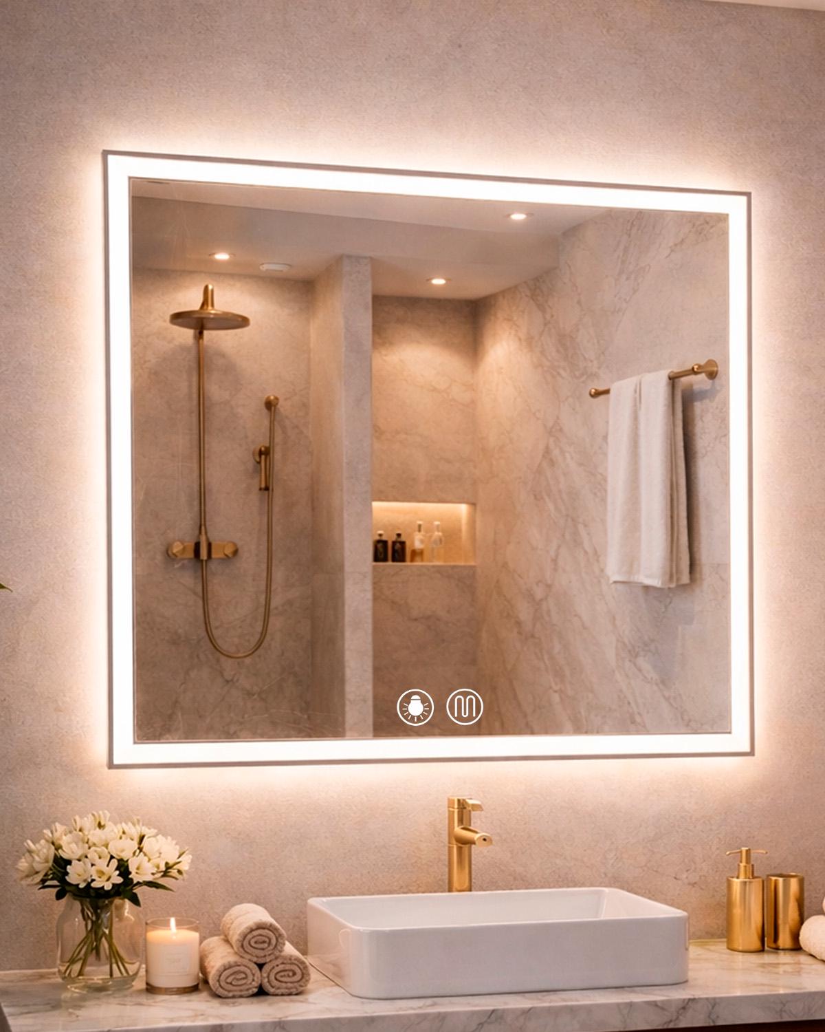 Зеркало для ванной комнаты BRS настенное смарт с LED подсветкой и подогревом 60х60 см (582091336) Зеркало для ванной комнаты BRS настенное смарт с LED подсветкой и подогревом 60х60 см (582091336)