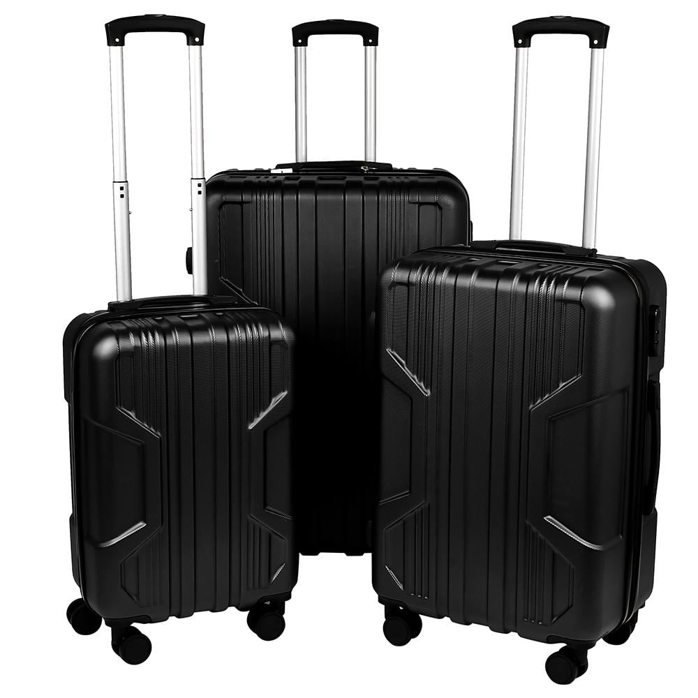 Набор чемоданов Stenson R33423-BL из пластика на молнии 3 шт. 20"/24"/28" Черный (231a75de)