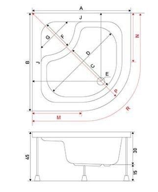 Поддон акриловый полукруглый Shower CELLESSE SW-6010 90х90х45 см - фото 4