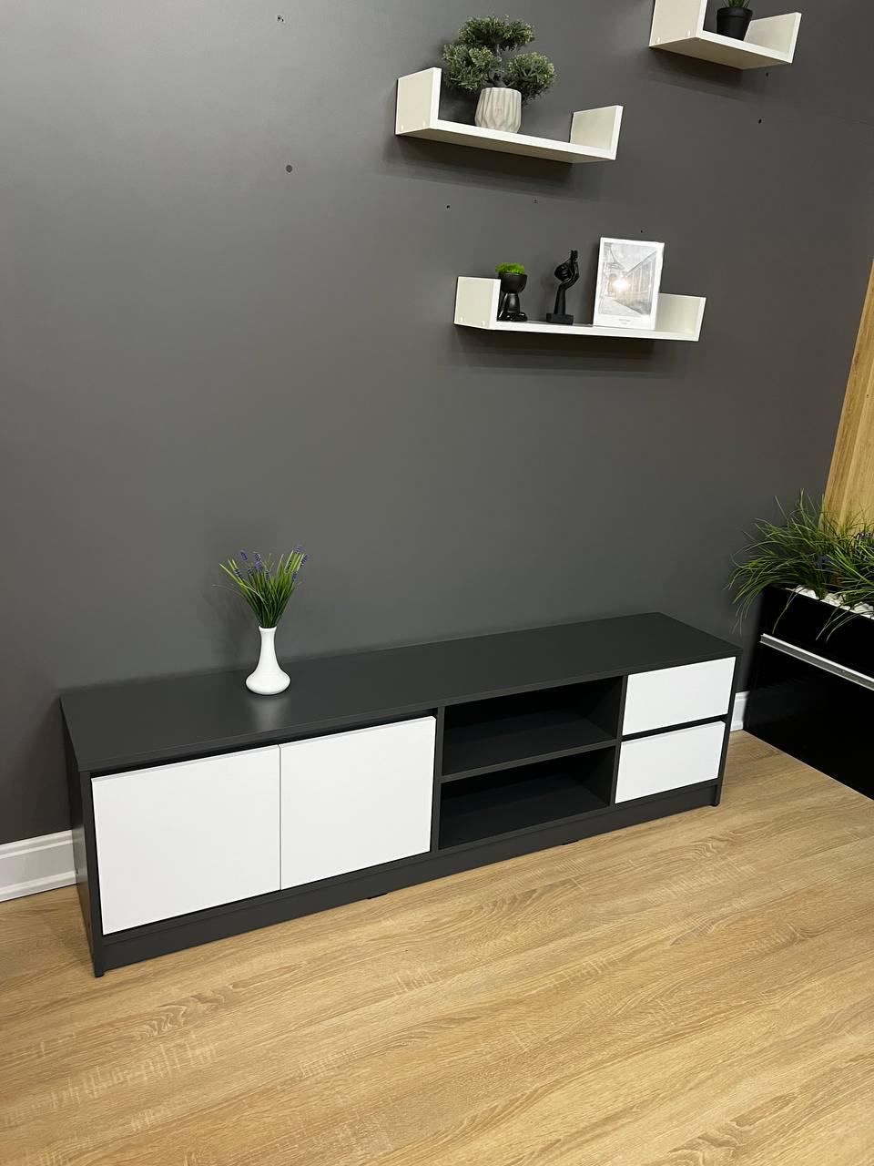 Тумба под телевизор City 1604х322х450 мм Антрацит/Белый - фото 1 Тумба под телевизор City 1604х322х450 мм Антрацит/Белый - фото 1