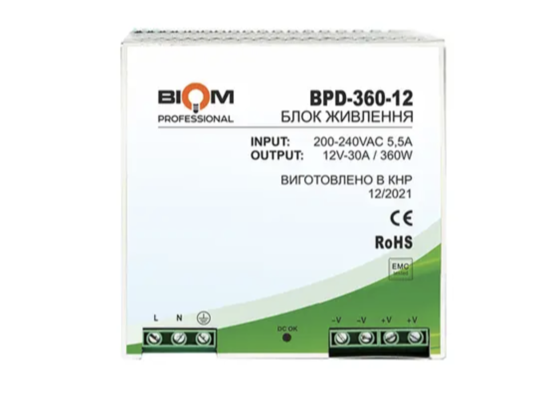 Блок питания Biom Professional DC12 360W BPD-360-12 под DIN-рейку 30A (27774270)