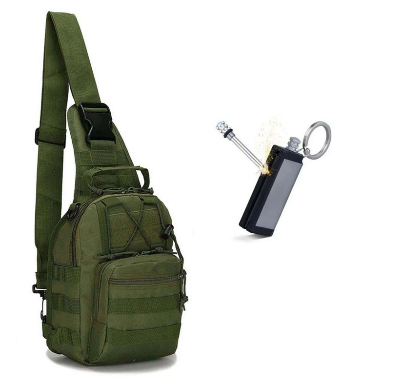 Сумка армійська через плече 26х19х10 см та вічний сірник Оливковий