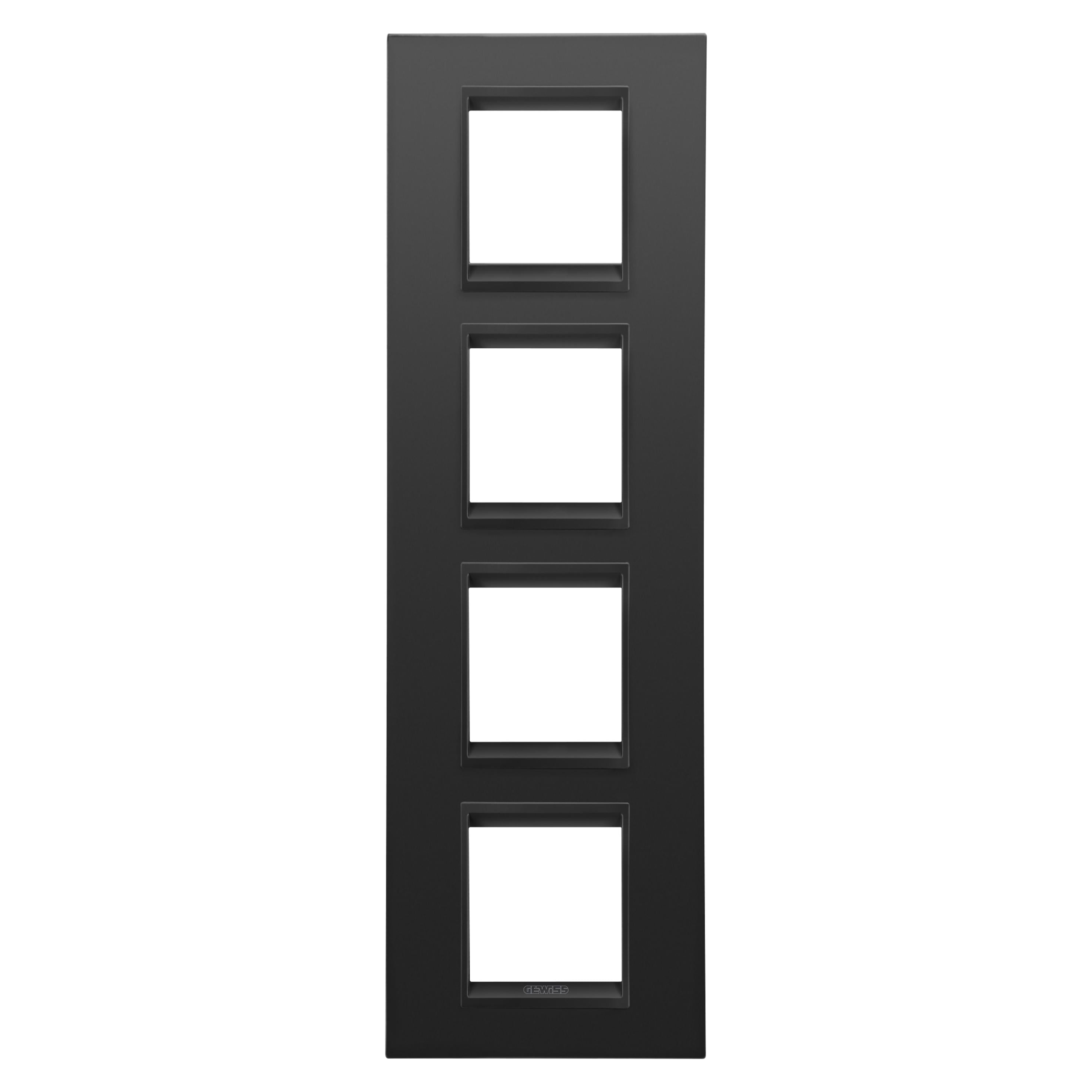 Рамка четырехместная Gewiss Chorusmart LUX вертикальная технополимер Черный сатиновый (GW16229XM)