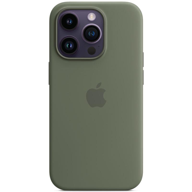 Противоударный чехол Silicone case AAA full with Magsafe для Apple iPhone 14 Pro 6.1" Зеленый/Olive