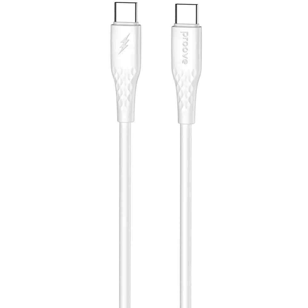 Кабель для зарядки Proove GridLine, Type-C to Type-C, мощность 60W, длина 1 м, Белый Кабель для зарядки Proove GridLine, Type-C to Type-C, мощность 60W, длина 1 м, Белый