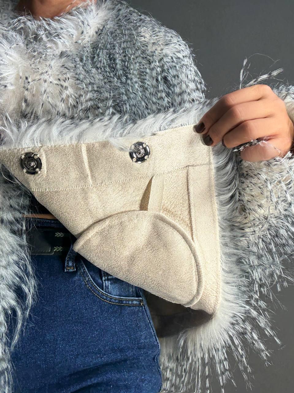 Шуба женская Fancy Matinee 111 искусственный мех перо короткая L Серый (4841) - фото 9