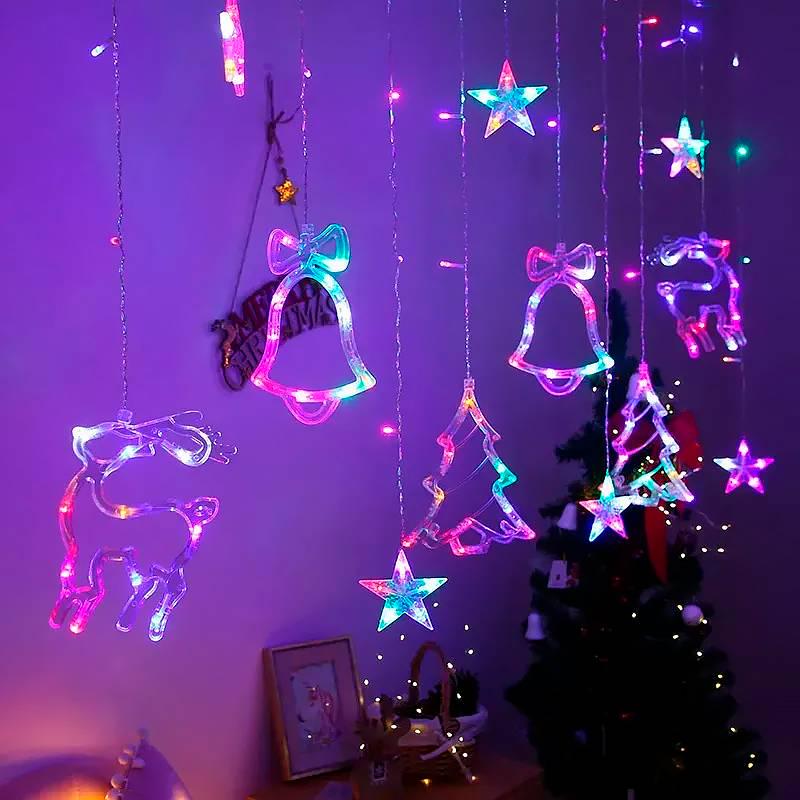 Гірлянди 12 фігур та 30 LED 1 режим 3х1,5 прозора ізоляція живлення від 220В Mix Color