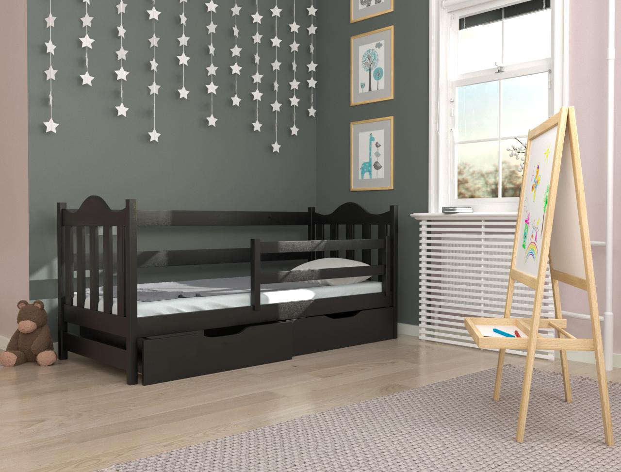 Кровать односпальная в детскую Luna mebli Аврора с бортиком/ящиками 90x200 см Венге (19049937)