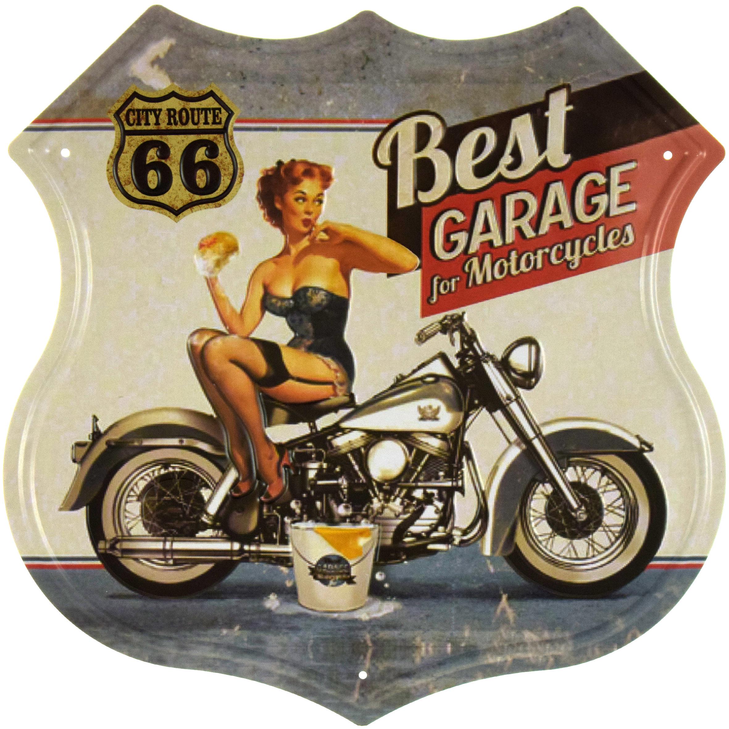 Табличка металлическая Городской Маршрут 66/City Route 66 Best Garage 30x30 см
