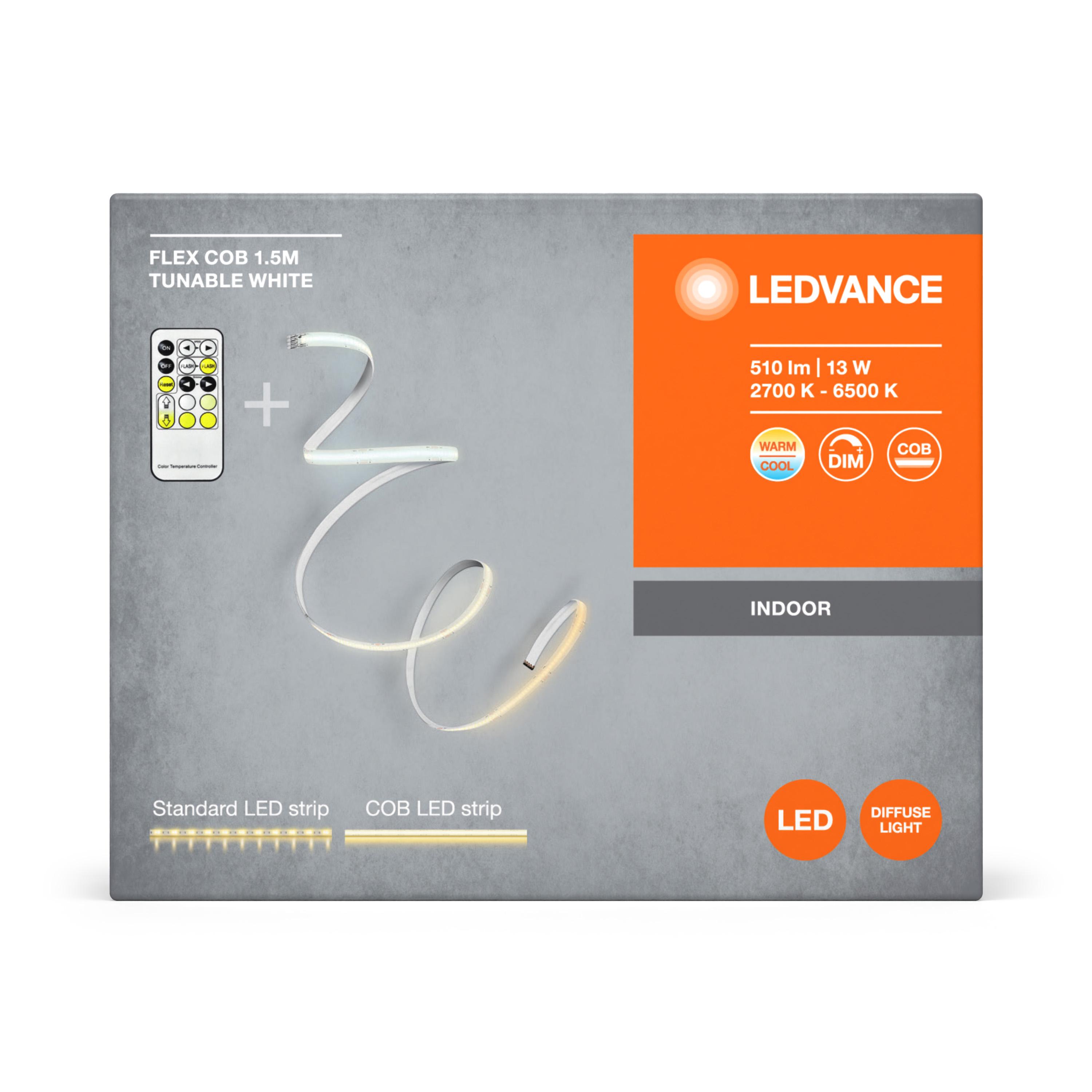 Світлодіодна стрічка Ledvance RGB з пультом та акумулятором 13W 220V 510lm 2700-6500K IP20 DIM 1500х1,8х10 мм (4099854095207) - фото 4