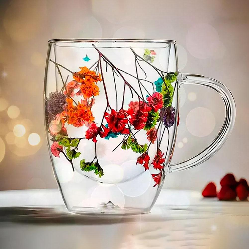 Чашка стеклянная с двойным дном и сушеницами 350 мл (37-118168) - фото 6