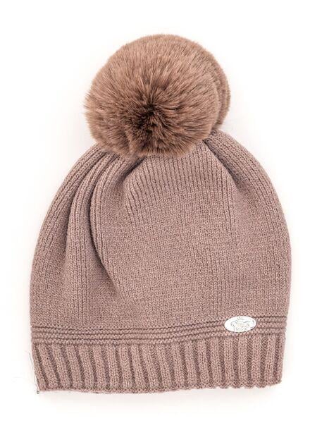 Шапка дитяча для дівчаток Принцеса D857 фліс 48-52 см Кавовий