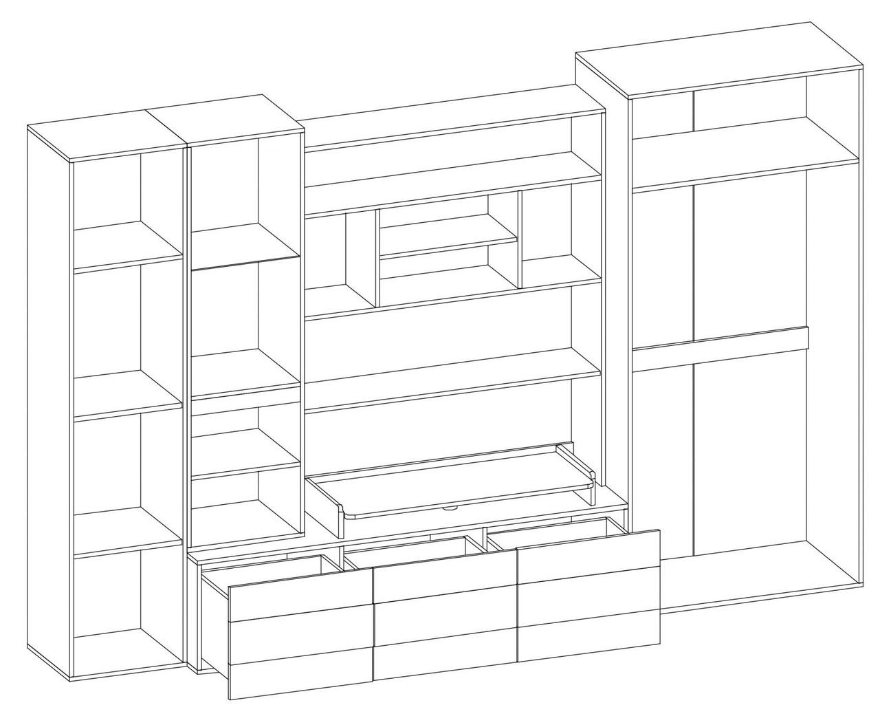 Стінка у вітальню з шафою модерн Меблі Сервіс Гламур 300 см Капучино/Венге - фото 2