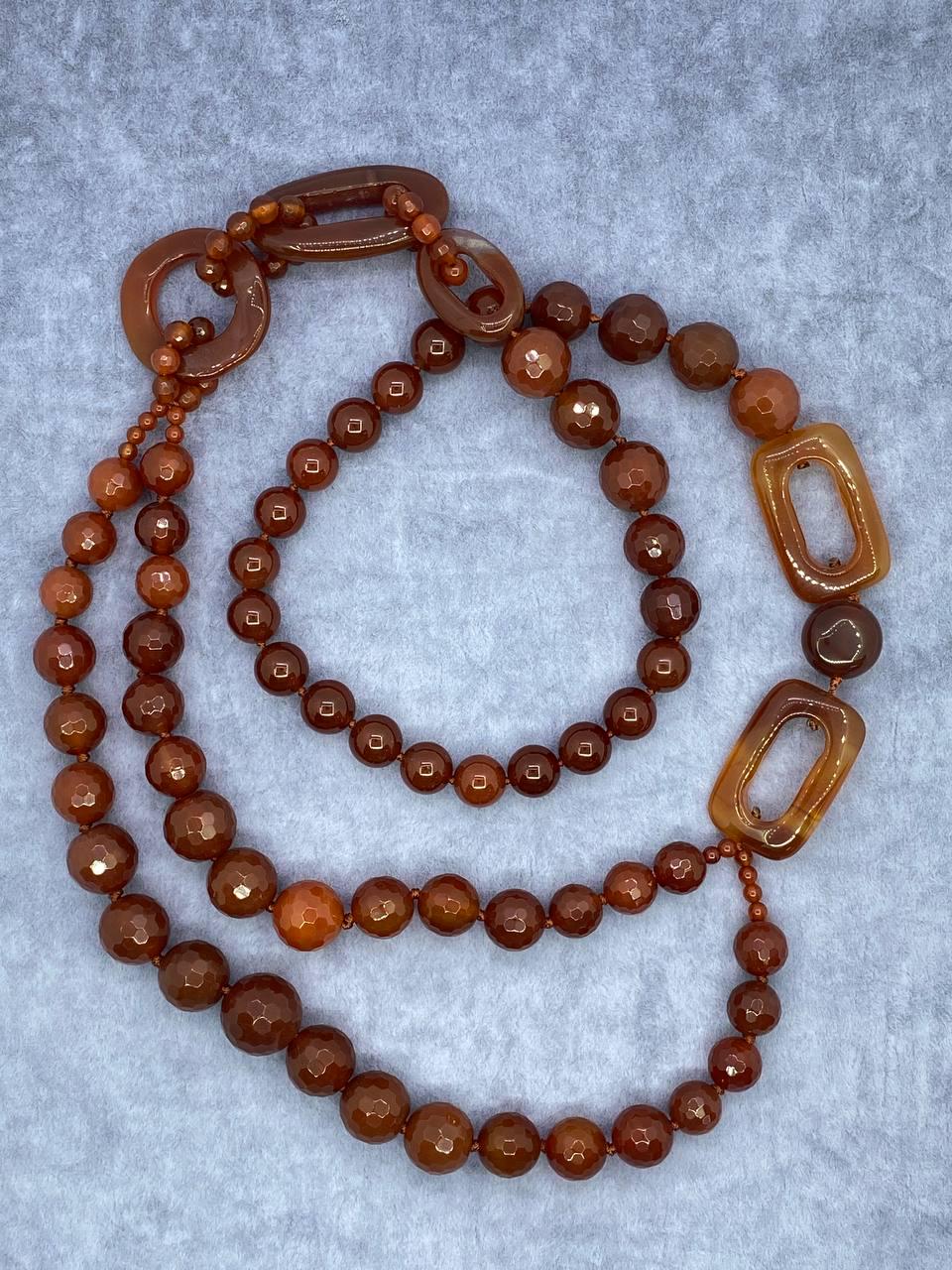 Бусы сердолик 88 см Коричневый (9909)