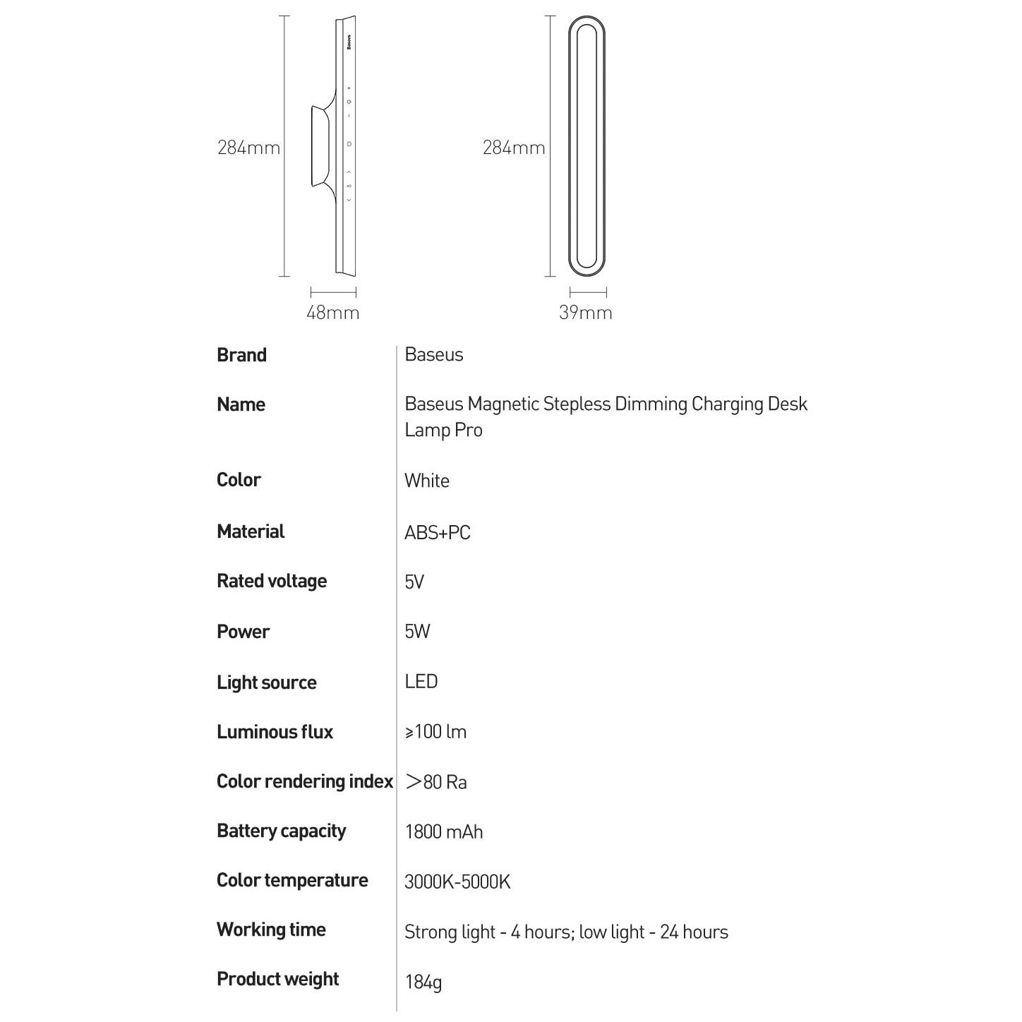 Cветильник на аккумуляторе BASEUS Magnetic Stepless Dimming PRO White (DGXC-02) - фото 8