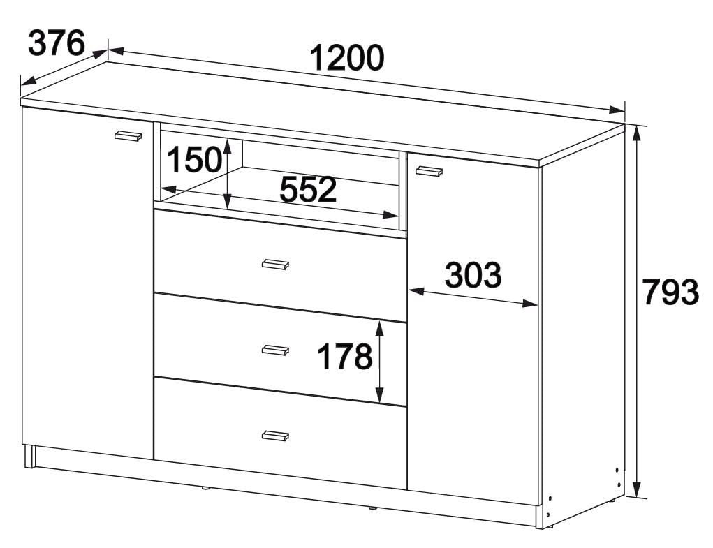 Комод для одежды Мастер Форм Тетрис 1200х376х793 мм Антрацит/Дуб крафт золотой (31304) - фото 2 Комод для одежды Мастер Форм Тетрис 1200х376х793 мм Антрацит/Дуб крафт золотой (31304) - фото 2