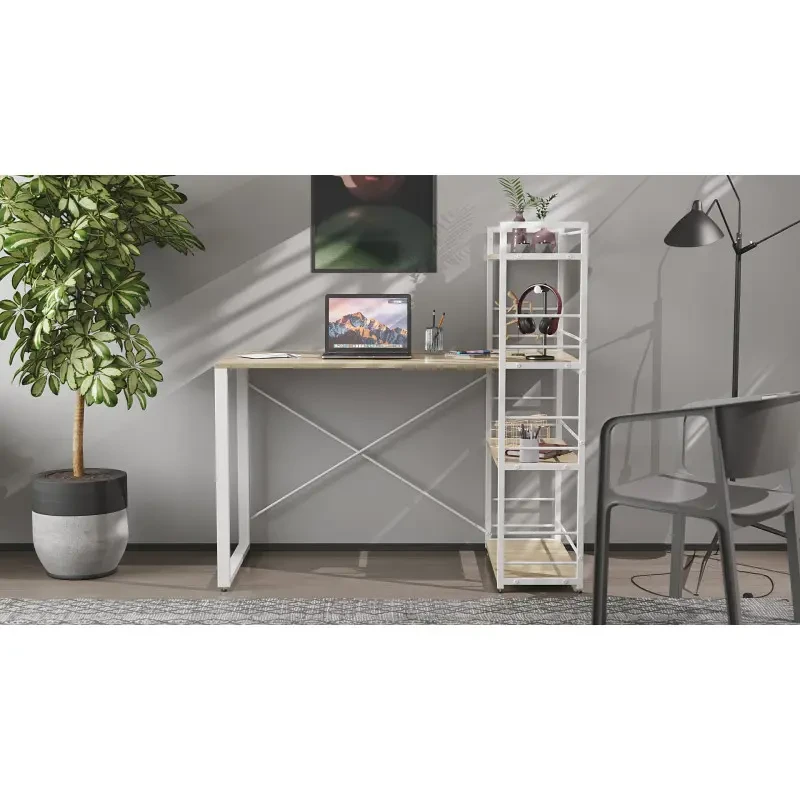 Письмовий стіл Ferrum-decor Konekt з етажеркою метал/ДСП 16 мм Білий/Дуб Сонома (FRD-104227) - фото 3 Письмовий стіл Ferrum-decor Konekt з етажеркою метал/ДСП 16 мм Білий/Дуб Сонома (FRD-104227) - фото 3