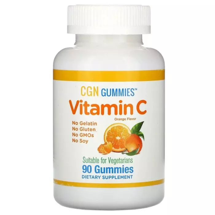 Витамин C California Gold Nutrition Gummies апельсиновые дольки без желатина 90 жевательных конфет (CGN01092)