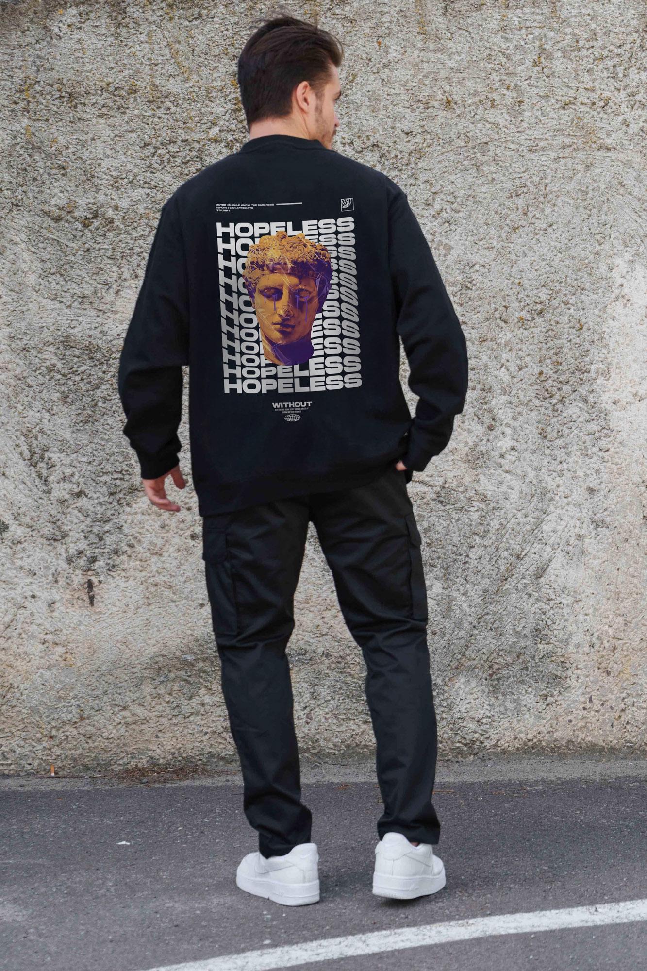 Світшот оверсайз з принтом Without Hopeless S/M Black (S/M8055622) - фото 2 Світшот оверсайз з принтом Without Hopeless S/M Black (S/M8055622) - фото 2