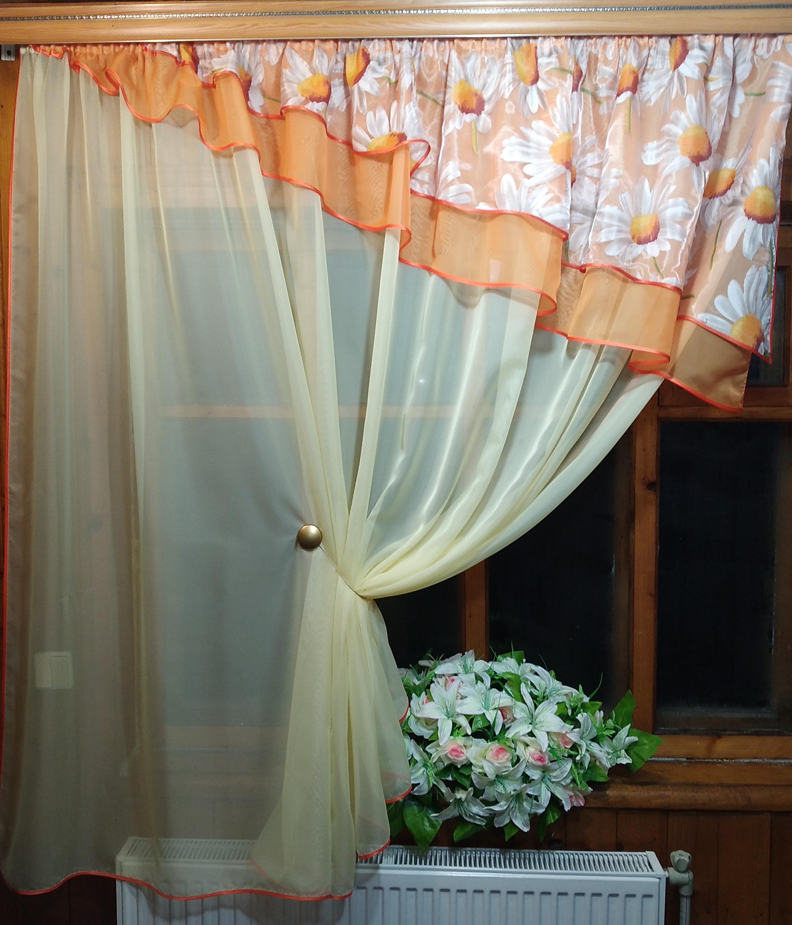 Шторка кухонна готова Алія Місячна/Помаранчева/Ромашка - фото 4