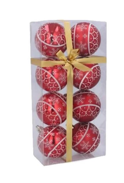 Набор шаров новогодних пластиковых 8 шт. 6 см Червоний (43190)