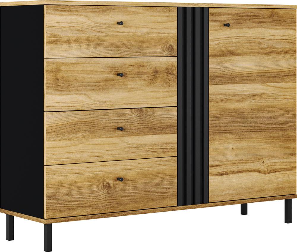 Комод Тео 1-дверный с 4 ящиками Золотой дуб (000-000-230)