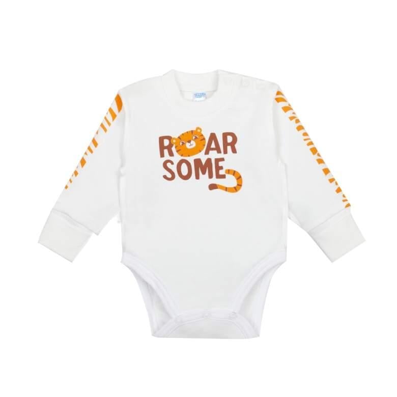 Боди детское хлопковое для мальчика на кнопках Gabbi BD-20-19-1 Африканская зима 56 см Молочный (12338)