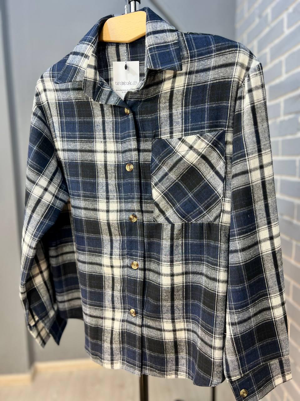 Сорочка жіноча Ariadna 8051 картата оверсайз байкова OS Темно-синій (2574) - фото 5