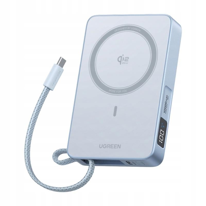 Повербанк магнитный UGREEN PB773 MagFlow 10000 мАч для MagSafe с беспроводной зарядкой и Qi2 25 Вт для iPhone 17 Pro Max/16/15/14 Silver (65958)