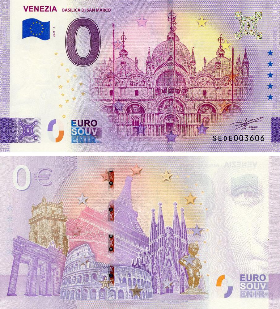 Коллекционная банкнота Италия 0 ЕВРО 2025 UNC Венеция-Базилика Святого Марка Коллекционная банкнота Италия 0 ЕВРО 2025 UNC Венеция-Базилика Святого Марка
