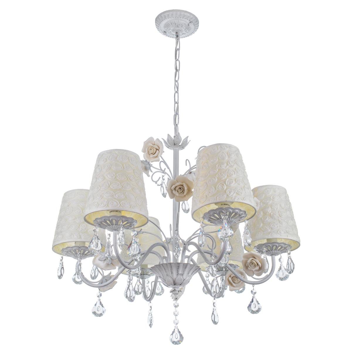 Люстра підвісна класична Brille BCL-726S/6 E14 WH з абажуром