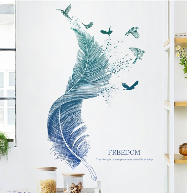 Наклейки виниловые Перья FREEDOM лист 60х90 см (Б186)