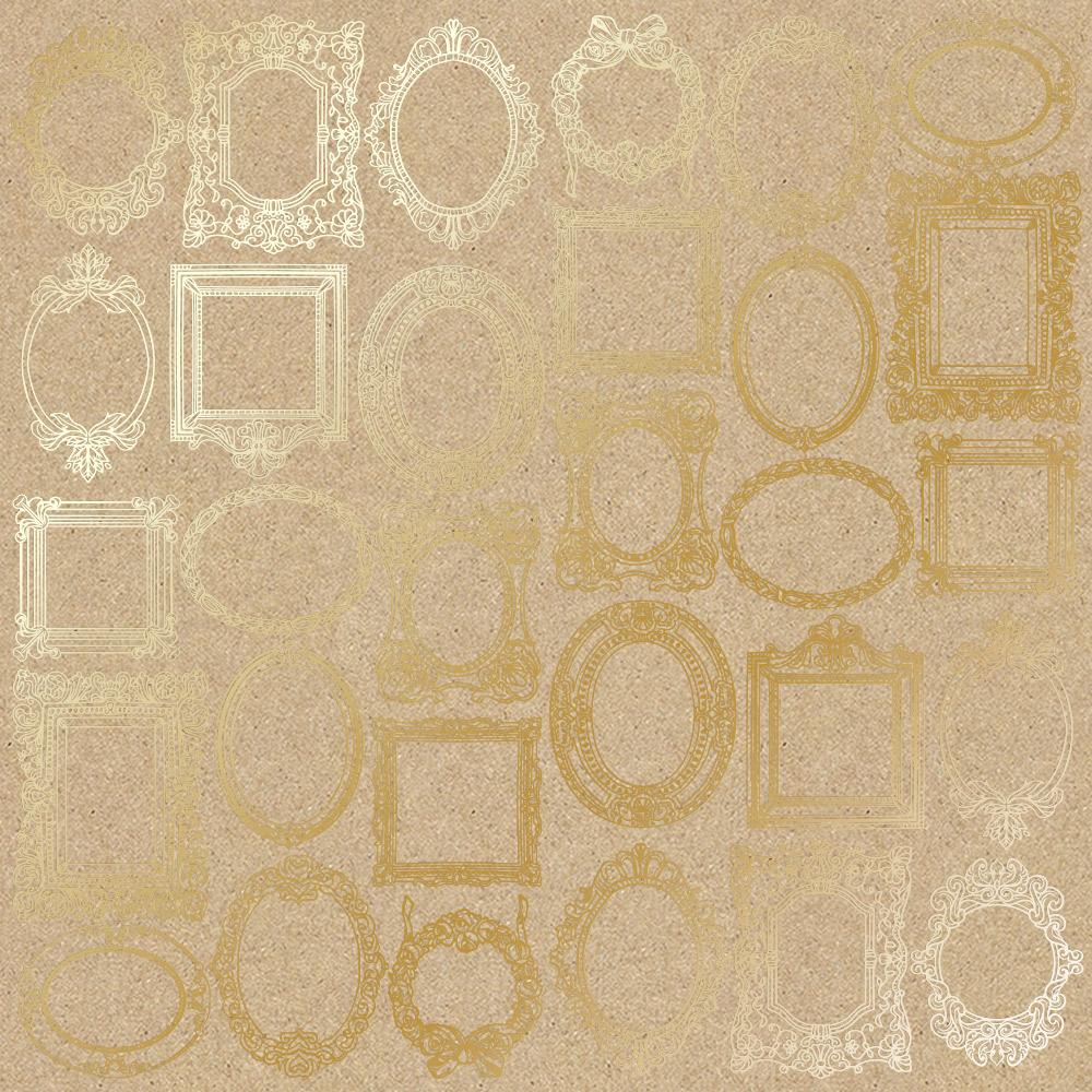 Лист паперу односторонній Golden Frames з фольгуванням 30,5х30,5 см Kraft