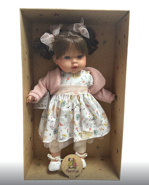 Лялька велика іспанська Nines d'Onil Tita вінілова дівчинка брюнетка з хвостиками та соскою 45 см (6133)