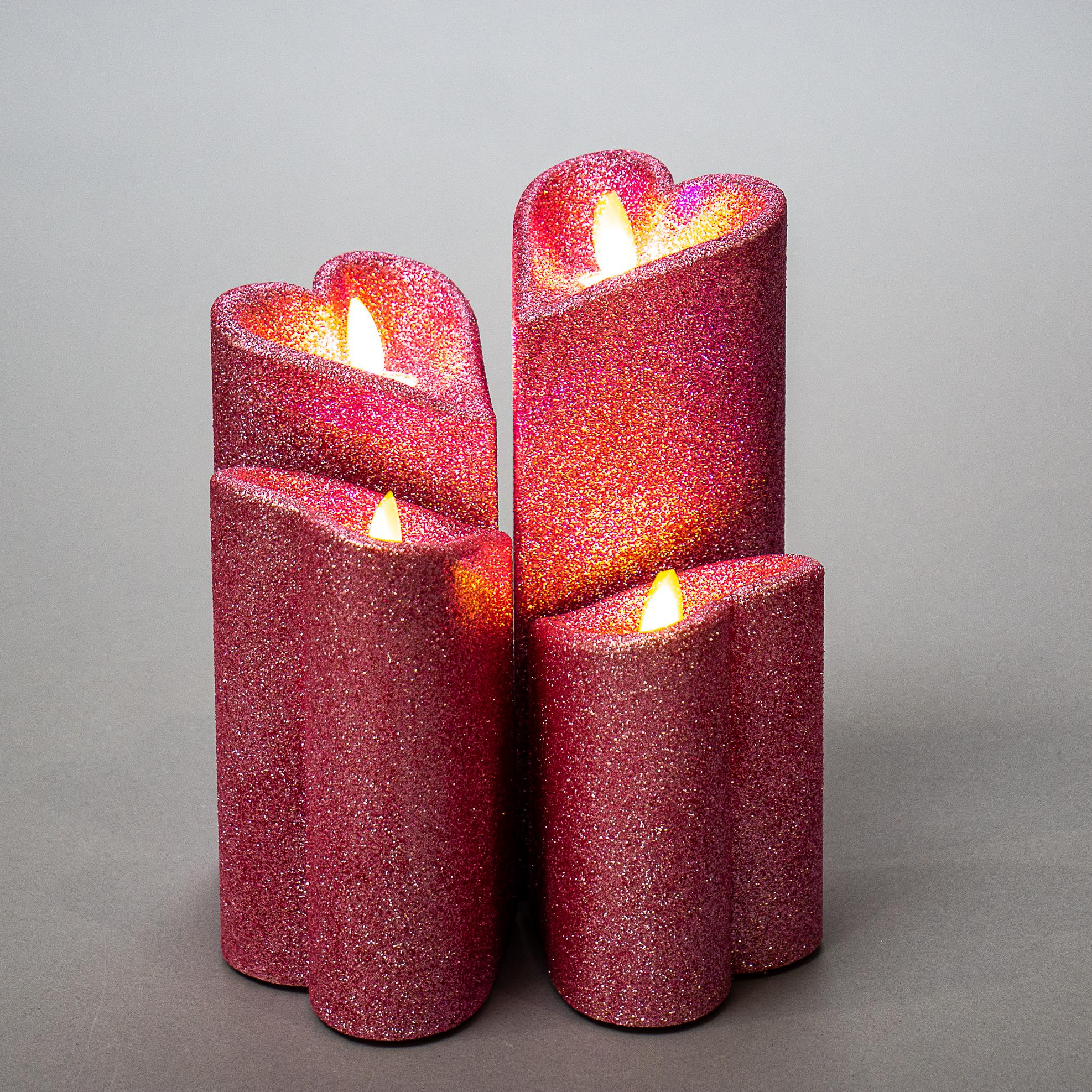 Набор декоративных свечей LED на батарейках 4 шт. 18 см Розовый