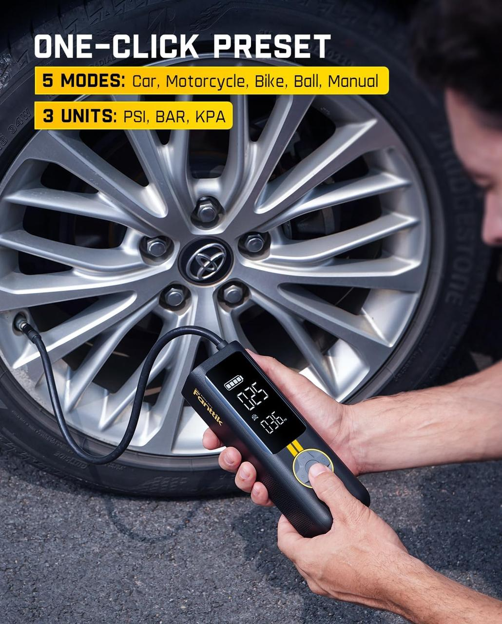 Портативний компресор для накачування шин Fanttik X8 APEX з комплектацією Deluxe Yellow (000914) - фото 8 Портативний компресор для накачування шин Fanttik X8 APEX з комплектацією Deluxe Yellow (000914) - фото 8