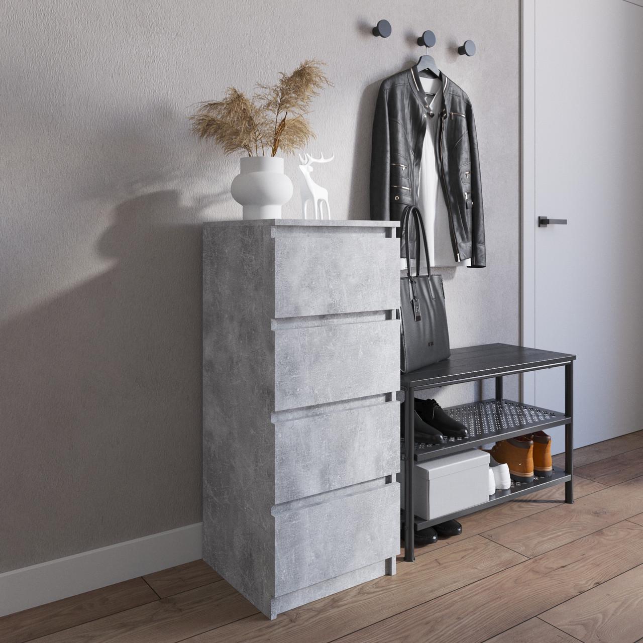 Комод з шухлядами Вайс R-17 40х40х98 см Бетон (30293549) - фото 1 Комод з шухлядами Вайс R-17 40х40х98 см Бетон (30293549) - фото 1