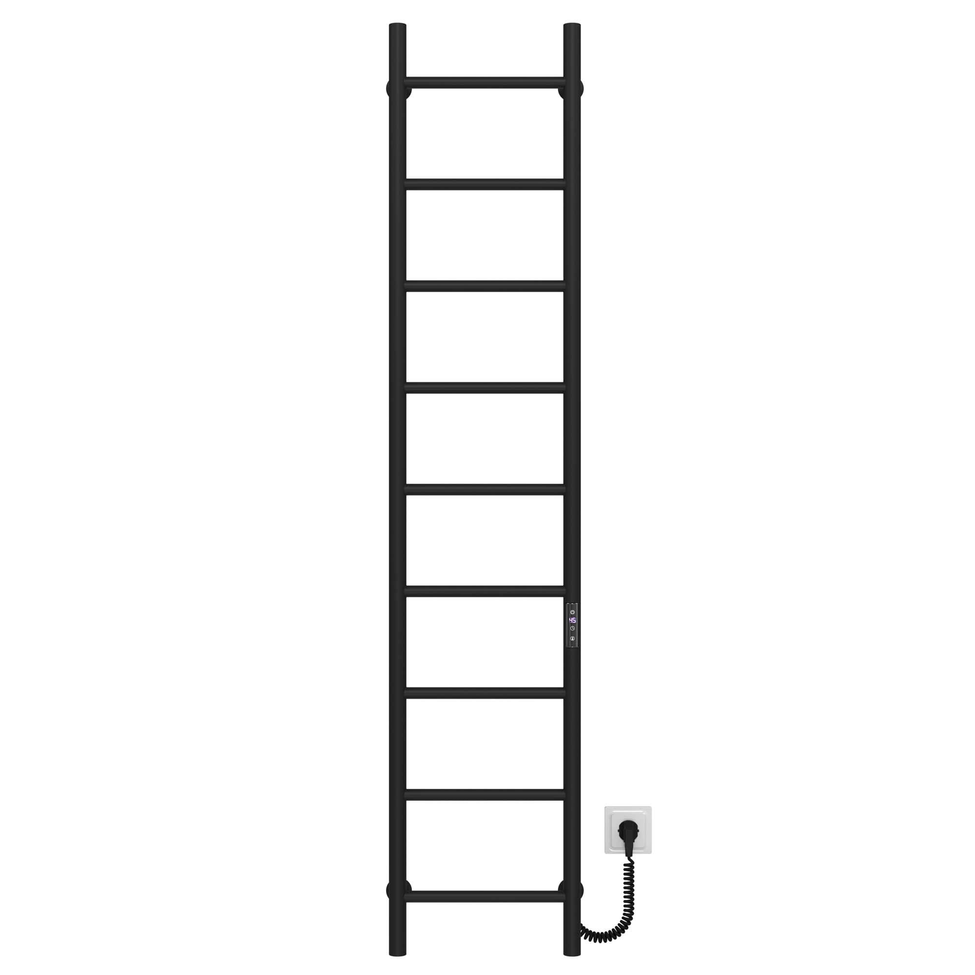 Полотенцесушитель электрический Deffi Орион П9 JD03 правое подключение нержавеющая сталь 200х1600 мм Черный (C.OR.160.20.9.EBR1)