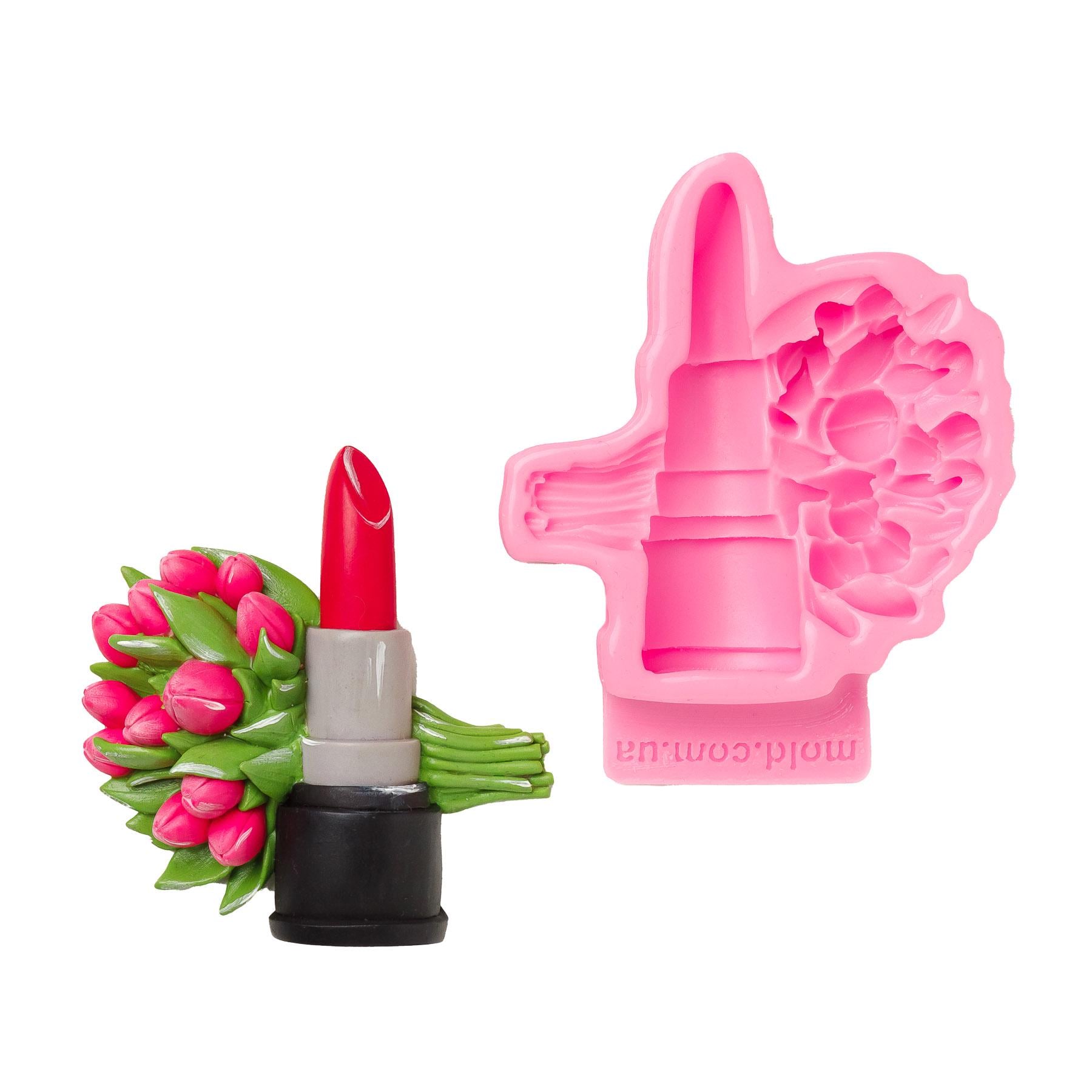 Молд силиконовый Помада с тюльпанами 2д (11229)