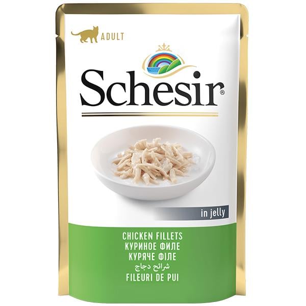 Корм вологий для котів Schesir Chicken Fillets Куряче філе в желе 85 г (8005852171023)