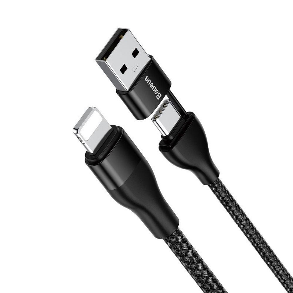 Кабель Baseus 2-in-1 Dual Output cable USB-A+Type-C TO IP 18W MAX 1 м Black